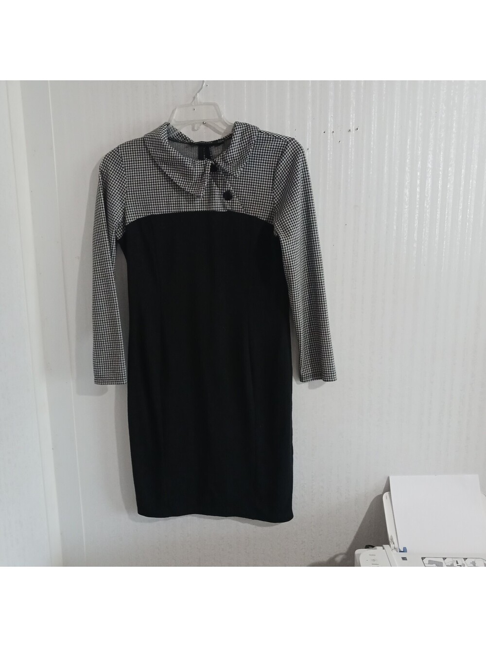 Women's Black and White Houndstooth Dress Women's  Black & white Size XL